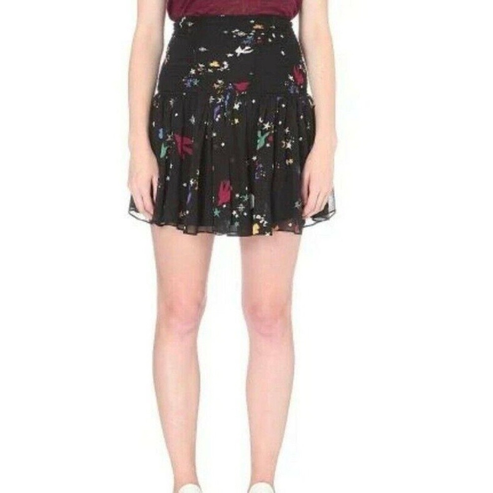 MAJE H16JIJI Bird Print Chiffon Skirt
